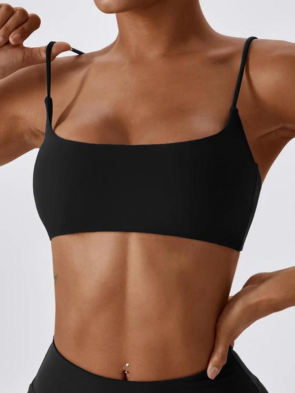 Women's Solid Wireless Sports Bra - Strappy Workout Bra, Breathable Comfortable